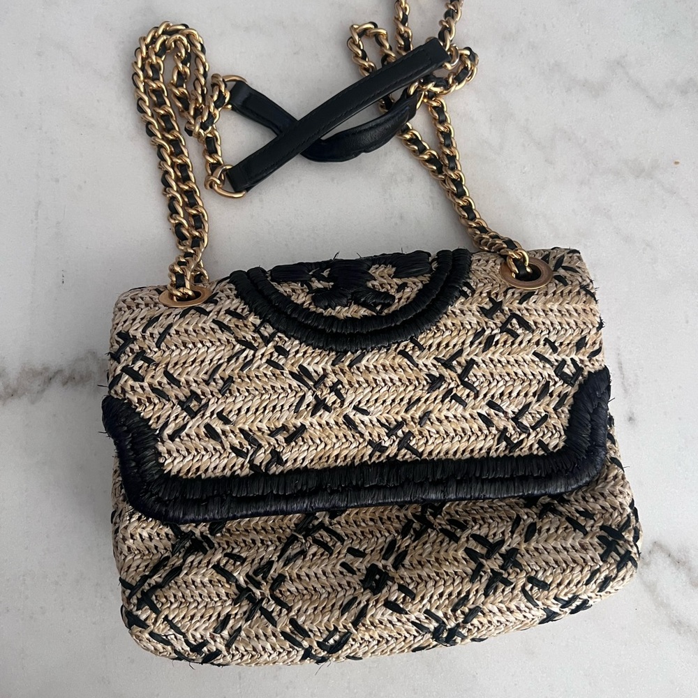 Tory Burch Fleming Straw crossbody